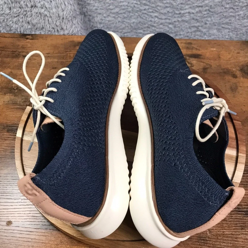 Cole Haan 2.ZeroGrand Stitchlite Wingtip Oxford Mens 10.5M Marine Blue/Ivory